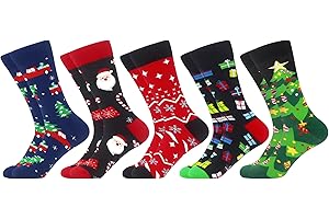 WeciBor Calcetines Divertidos Coloridos Estampados Hombre Ocio con Algodón 5 Pares