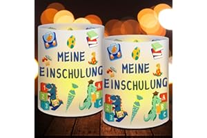 Uuams Einschulung Junge - Windlicht Tischdeko, 12 Stück Einschulung Deko, Schulanfang Deko, Deko Einschulung Junge für Tischläufer, Servietten, Tischdecke