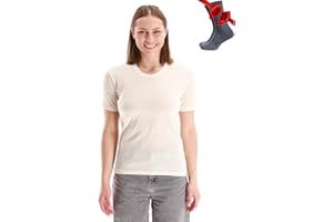 Merino.tech 100% Merino T Shirt Damen - Merinowolle Sport Wandern Thermoshirt Damen + Wandersocken