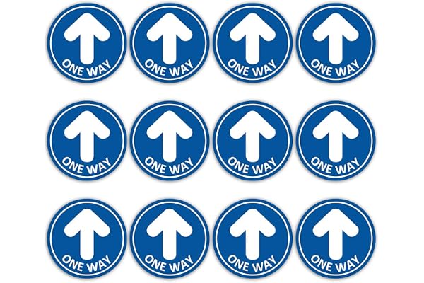 Flèches adhésives pour Sens de Circulation, TAOPE 12 Pièces One Way Panneau de Sol de Distance Sociale de Sécurité Rond Bleu, Autocollants de Décalque Antidérapant, Signalisation -Marquage au Sol 31CM