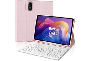 IVEOPPE Teclado para Xiaomi Redmi Pad 2/Redmi Pad SE 11 Pulgada, Funda Keyboard Bluetooth QWERTY Español Ñ Magnético Desmontable con Portalápices, Rosa Claro