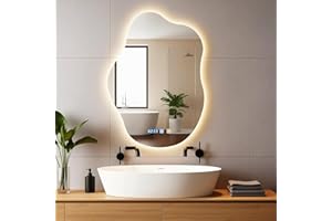 Hondony Espejo Baño Forma de Nube con Luz 70x50cm, Espejo-Baño-LED-Bluetooth, Antivaho, Regulable, 3 Colores Luz, Función Memoria, Musical Espejo-LED, Horizontal/Vertical, Pintura Negro