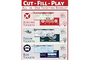 Cut-Fill-Play Airline, Train & Bus Tickets: Blank tickets to cut, fill and play for your child's own transport company, contains 60+ tickets (20+ each of airline, train and bus)
