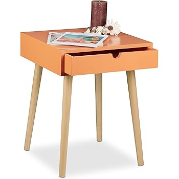 Relaxdays Nachttisch ARVID mit Schublade, Nachtkommode, Holz, Beine