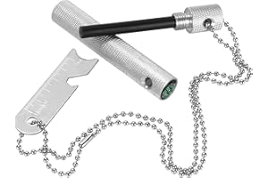 Grenhaven - Kit accendi-fuoco 3 in 1 Corpo in alluminio resistente - Pietra focaia 12.000 accensioni – Righello 6 cm - Apribottiglie - Magnesio, acciarino, accendi fuoco, flint stone, fire steel, outdoor survival, accendino da campeggio colore nero o argento