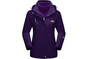 TACVASEN Women's 3-IN-1 Jackets Waterproof Fleece Jacket Outdoor Skiing Snowboarding Coat