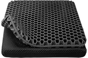 HSSGGV Cuscino sedia，cuscino in gel —Cuscino Elastico per Il Sostegno del Sedile,Fresco e Traspirante, per alleviare l'affaticamento dell'anca (nero)