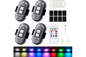 FIVAVA 4 Stück Kabellose LED Lichter Auto,8 Farben LED-Blitzlicht mit Fernbedienung,USB-Aufladung Antikollisionslichter für Auto,Motorrad,LKW