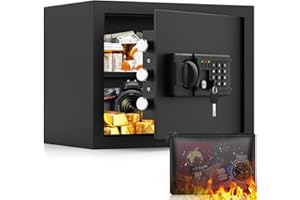 SANFNZ 28L Safe Safe for Home with A4 Fireproof Waterproof Bag, Digital Furniture Safe with Combination Lock, Removable Shelf, Replacement Key, Alarm System, Fireproof Safe for Money Document