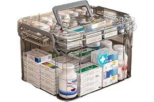 Ant Warrior Caja de medicamentos, Medicine box, Caja Organizadora para Medicina portátil de 2 capas,con asa, para hogar al aire libre,31x21x15 cm