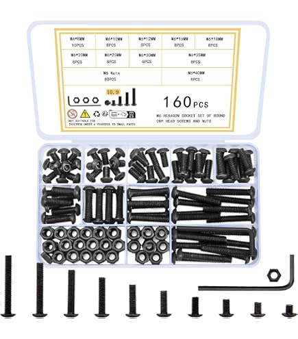 Set Di 210 Viti E Dadi M2.5 In Acciaio Inox 304, Testa Esagonale - 5 Misure, In Valigetta Porta Attrezzi