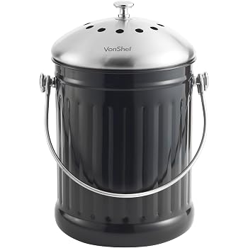 Bac à Compost 1,3 Gallon En Inox - Avec Filtre Charbon Anti-odeurs - Utopia Kitchen