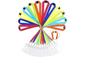 WEZEBEL 12 Pack Breakaway Lanyard with Card Holders, Durable Rainbow Neck Safety Lanyards Straps with Clear Waterproof Name Badge Holders in Bulk (Assorted 6 Colors+Holders)