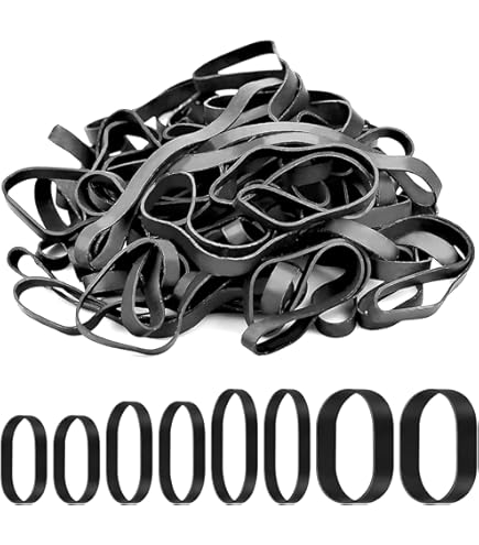 YIMETOP 100 stuks elastieken, sterk en breed, 4 maten (5/6/8/12 cm), heavy duty rubberen ringen, tactische elastieken, weerbestendig, voor industrie, camping, huishouden, school, kantoor