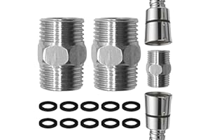 MUSIOOK Shower Hose Connector, Male to Female Shower Head Adapter, 2 Pack 1/2 Inch Shower Connector, Water Pipe Connectors, Male Threaded Connectors Accessories