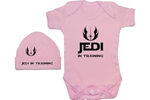 Acce Products Jedi in Training Baby Grow/Bodysuit/Romper/T-Shirt & Beanie Hat/Cap 0 to 12 Months
