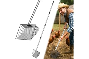 MENGBEI Hühnerkotschaufel, Chicken Poop Scooper, Einstellbare Hühnerschaufel für die Reinigung, Hühnerstall Reinigungswerkzeuge, Siebschaufel für Hühnerstall Trennung (M)