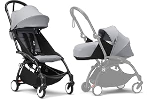 Cochecito YOYO3 de Stokke con Pack para Recién Nacido: Incluye chasis en negro, pack color 6+ para YOYO (Stone) y pack para recién nacidos 0+ (Stone)