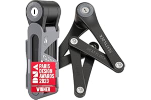 SEATYLOCK FoldyLock Mini Folding Bike Lock with Key - Patented Lightweight Heavy Duty High Security Anti Theft - Cut Proof Silver Sold Secure Bicycle Lock for Electric Scooters and Bikes - 75 cm