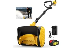 SXGSXG Fraise À Neige Batterie,Pelle À Neige Électrique,20V Largeur Utile 28 cm, Hauteur de Neige Max. 15 Cm, Fraise À Neige sans Fil,Souffleuse À Neige de 2400 TR/Min, Batterie 3000 mAh (Noir)