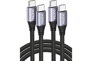 Ocetea 60W USB-C Kabel [2-Pack 2M] PD Laddningskabel 20V/3A Kompatibel med iPhone 15/15 Pro/15 Pro Max, MacBook Air, iPad Pro Air, Galaxy S23 S22, Pixel