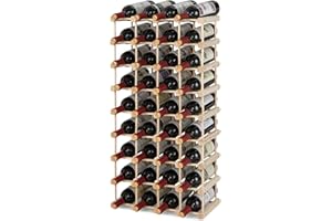 TANGZON 36 Bottle Traditional Wine Rack, Free Standing Wooden Drink Storage Display Shelf, Wine Bottle Organizer Holder Stand for Kitchen Bar Pantry Cellar