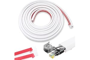 Bechoanigel Gaine Cable, 2.5 CM X 3 M PVC Flexible Goulotte Electrique Exterieur Facile à Couper, Cache Cable Sol Idéal pour la Maison, L'école, Le Bureau, L'entrepôt (Blanc)