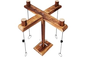 ‎ZAKVOP Ringwurfspiel für Erwachsene Ring Toss, ZAKVOP 4 Spieler Hooks Ring Toss Game Interaktives Wurfspiel mit Punktetafel, Hölzerne Ringwurfhaken Spielzeug für Party