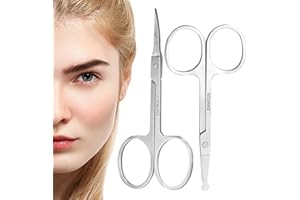 Senshuomy Professional Multi-Purpose Scissors Set - Curved Blade Design for Eyebrows, Nails, Cuticles & Thick Toenails (2-Piece Kit) - Grooming Tools for Men & Women