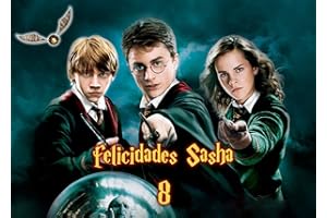 OBLEA PERSONALIZADA OBLEA DE Harry Potter Personalizada con Nombre y Edad para Pastel o Tarta, Especial para cumpleaños, Medida Rectangular de 28x20cm