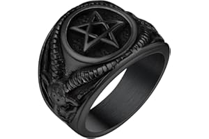 Bandmax Baphomet Rings for Men Women Satanic Goat Head Rings Stainless Steel Devil Ring Vintage Retro Biker Rings Evil Gothic Jewelry