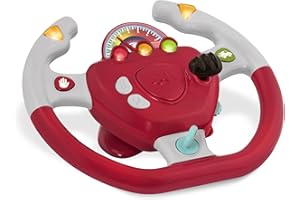 Battat Kierownica z interaktywnym sterowaniem – przenośna kierownica do zabawy dla dzieci w wieku 2 lat, czerwona