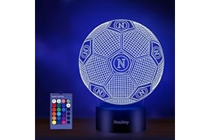 HooJtny Lampada Calcio Napoli, Napoli Calcio Luce Notturna 3D Led, 16 Colori USB Ricaricabile, Regalo per Bambini Compleanno