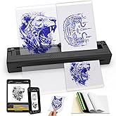 M8 Wireless Tattoo Stencil Printer, Portable Bluetooth Thermal Tattoo Printer with App Custom-Size≤ A4, Print Realistic Portr