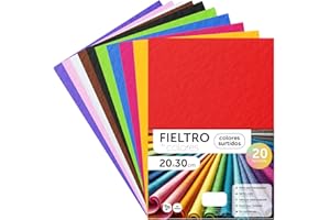 m-office Feutrine Loisir Créatif, Feutrine de Couleurs, Douce et Flexible, Matériau pour Couture, Tissus Patchwork, Idéale pour Projets DIY, Artisanat ou Décoration, 20x30cm (assorties, 20 pcs)