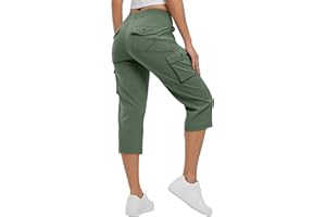 Rdruko Women's Casual Cargo Shorts Drawstring Elastic High Waisted Hiking Capri Pants Summer Outdoor Cropped Trousers for Work Travel Golf