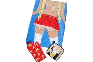 Ulticool - Set da Cucina Divertente - Asciugamano da tè Sexy - Guanto da Forno - Porta Bicchieri da Birra - Regalo per Uomo Donna - Addio al Celibato - Compleanno - Barbecue