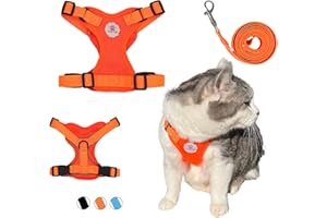 Croc-Cat® Harnais Chat Anti évasion avec Laisse Chat 150 cm, utilisable également comme Harnais Lapin, Harnais Petit Chien, Accessoire Chat Indispensable, Harnais Chat Orange Taille XS
