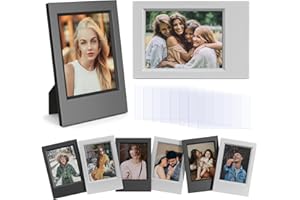 HIYQIN Mini Cadres Photo 2x3 - Paquet de 8 Mini Cadres Photo Compatibles avec Fujifilm Instax/Polaroid 2 x 3 pouces Photo/Film Instantané - Noir + Gris