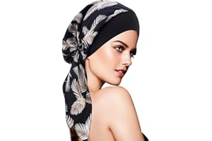 WUERKIYA Pañuelo para La Cabeza para Mujer Tocado para Mujer Tocado para Quimio Conjunto Preatado Pañuelo para La Cabeza Plisado Gorro Gorro para Mujer -azafrán de vino