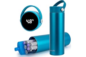‎SUNMON SUNMON Insulinpen Kühltasche mit Temperaturanzeige, 48 Std.Kühlung 304 Edelstahl vakuumisoliert Kühlbecher für Insulinpen Medikamenten Kühltasche Tragbar Insulin-Kühlbox (Aquarell-Blüte​)