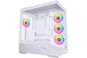 Lian Li V100 ATX Mid-Tower PC Case, 4 x 120mm ARGB PWM Fans Pre-Installed, LED RGB Strip, Display Platform with Tempered Glass, Support 420mm GPUs, 360mm Radiator, Optimized Airflow - White (V100RW)