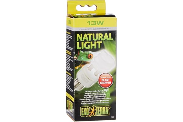 Exo Terra Lumière naturelle, lampe à spectre complet, lampe compacte avec spectre lumineux idéal pour tous les reptiles et amphibiens, 13 W, douille E27