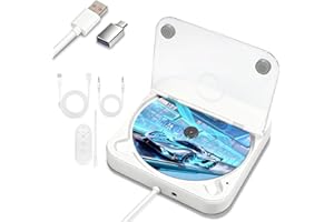 CANAREEN Portable CD Player for Car, External Car CD Player USB Plug and Play, AUX Port, USB Extension Cable, Personal CD Players for Home/office/Car/Laptop/Computer/TV (White)