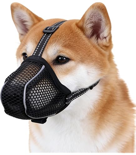 WPPQWP Muilkorf voor honden, muilkorf voor grote, middelgrote en kleine honden, zacht netmasker, maakt hijgen en drinken, stelt bijten, blaffen en