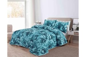ELAFY Embossed Quilted Bedspreads King Size| 3 PCS Including 1 x Bedspread 2 x Pillow Shams | Soft Lightweight Coverlet Quilt Double Bed Sets for Bedroom Décor | Colour Rose-Teal