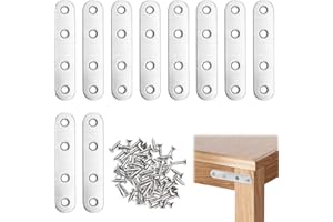 KARELLS 10 Pièces Equerre Plate Fixation Inox, Plaques Renfort en Acier Inoxydable, 76x16x2mm Pattes D'assemblage, Pattes D'assemblage Perforée Plates Metal, pour Connexion Bois Meubles