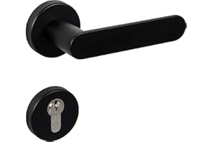 JUVA Drückergarnitur schwarz Türbeschlag Vintage Türgriff Zimmertür - SHAPE | Rosetten-Garnitur PZ - Zylinder | Drückerpaar Aluminium für Innentüren | 1 Paar - Design Türdrücker-Garnitur mit Schrauben