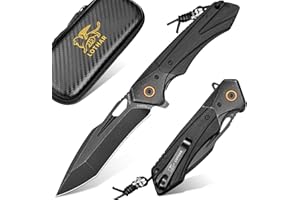 LOTHAR LICH KING Couteau Pliant, Couteau de Poche Tranchant en Acier D2, Couteau à une Main Avec manche G10, Couteau Outdoor pour le Camping, Cadeaux pour Hommes(noir)