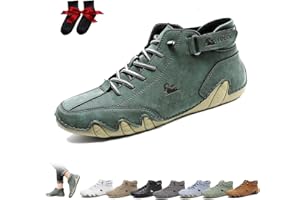 LOVEWLVNCL Italienische Handgefertigte Hohe Stiefel Mit Klettverschluss Unisex Outdoor Beck Schuhe Atmungsaktiv Rutschfest Lässig Barfuß Zum Gehen Wandern Fahren Chukka Stiefel Ldeck Barfussschuh(Grün,39 EU)